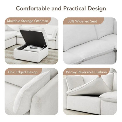 Wood Cypress L-shape Sectional Couches Modar Sofa with Ottoman - image 12