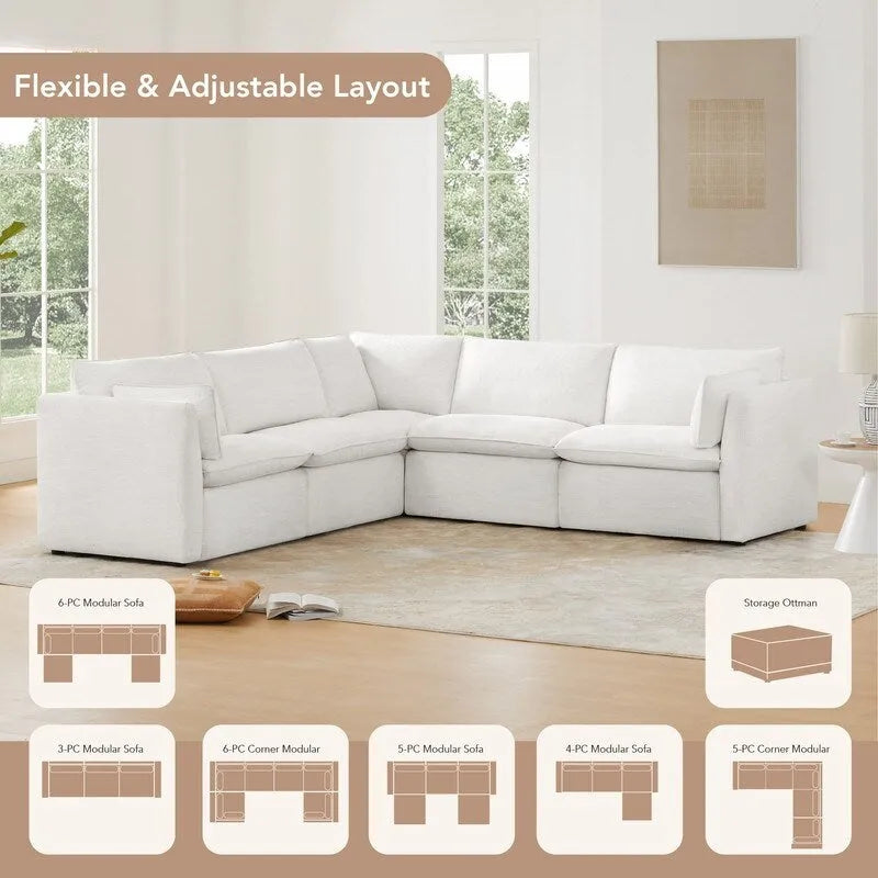 Wood Cypress L-shape Sectional Couches Modar Sofa with Ottoman - image 13