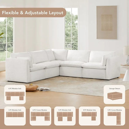 Wood Cypress L-shape Sectional Couches Modar Sofa with Ottoman - image 13