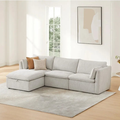 Wood Cypress L-shape Sectional Couches Modar Sofa with Ottoman - image 15
