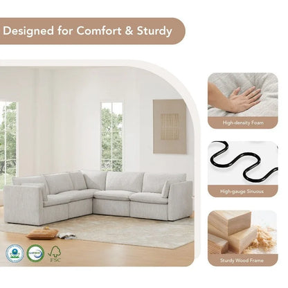 Wood Cypress L-shape Sectional Couches Modar Sofa with Ottoman - image 22