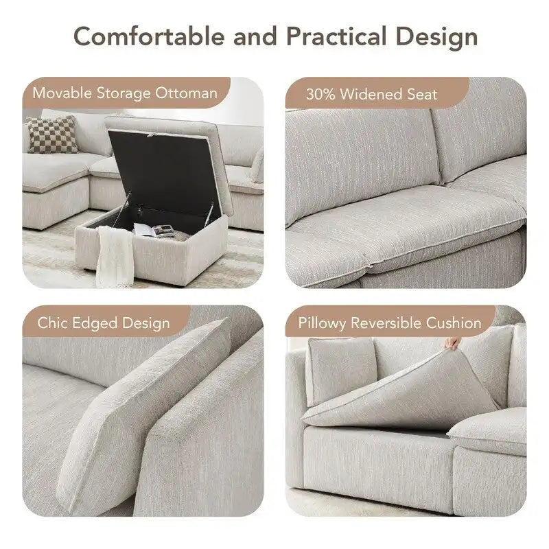 Wood Cypress L-shape Sectional Couches Modar Sofa with Ottoman - image 24