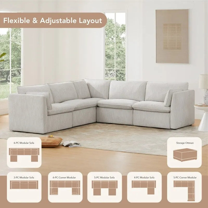 Wood Cypress L-shape Sectional Couches Modar Sofa with Ottoman - image 25
