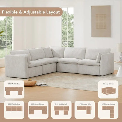 Wood Cypress L-shape Sectional Couches Modar Sofa with Ottoman - image 25