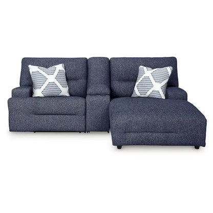 Metal Signature Design by Acklen Place Blue 3-Piece Power Reclining Sectional with Chaise - 94W x 70D x 40H - image 4