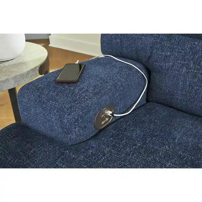 Metal Signature Design by Acklen Place Blue 3-Piece Power Reclining Sectional with Chaise - 94W x 70D x 40H - image 5