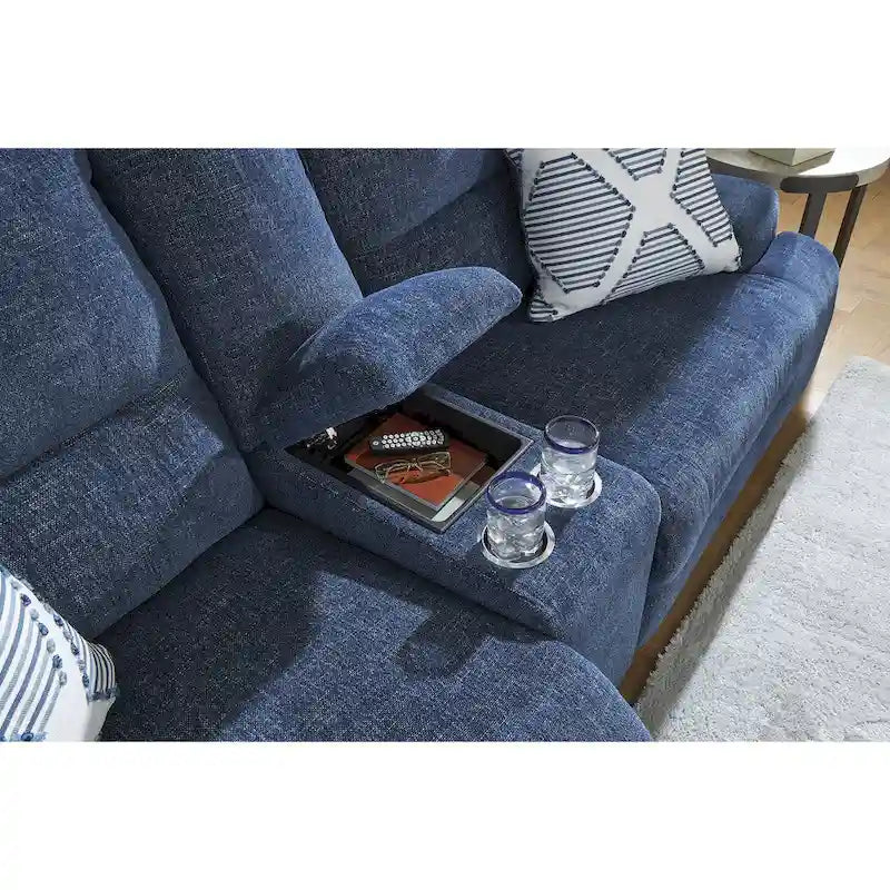 Metal Signature Design by Acklen Place Blue 3-Piece Power Reclining Sectional with Chaise - 94W x 70D x 40H - image 7