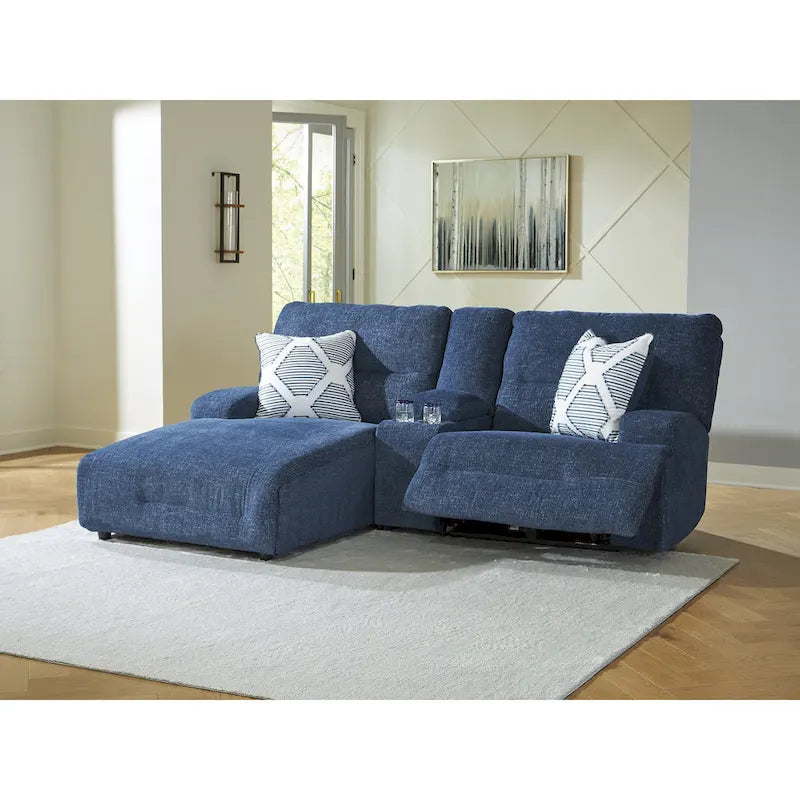 Metal Signature Design by Acklen Place Blue 3-Piece Power Reclining Sectional with Chaise - 94W x 70D x 40H - image 10
