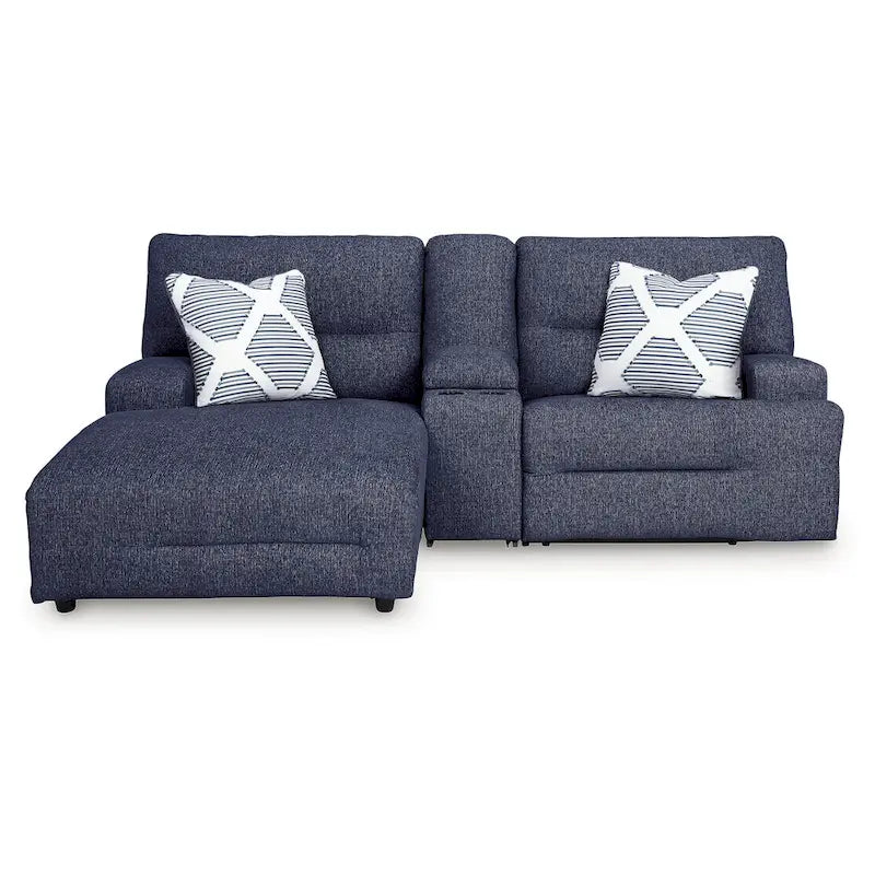 Metal Signature Design by Acklen Place Blue 3-Piece Power Reclining Sectional with Chaise - 94W x 70D x 40H - image 12