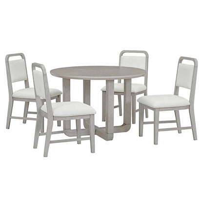 Engineered Wood 5-Piece Round Dining Table Set Vintage Wood Dining Table and Chair Set with Radial Wood Grain for Dining Room Kitchen - image 5