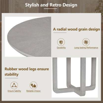 Engineered Wood 5-Piece Round Dining Table Set Vintage Wood Dining Table and Chair Set with Radial Wood Grain for Dining Room Kitchen - image 7