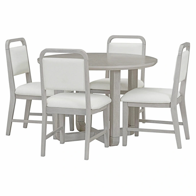 Engineered Wood 5-Piece Round Dining Table Set Vintage Wood Dining Table and Chair Set with Radial Wood Grain for Dining Room Kitchen - image 10