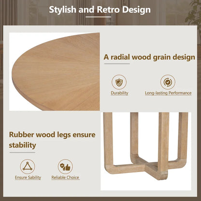 Engineered Wood 5-Piece Round Dining Table Set Vintage Wood Dining Table and Chair Set with Radial Wood Grain for Dining Room Kitchen - image 20