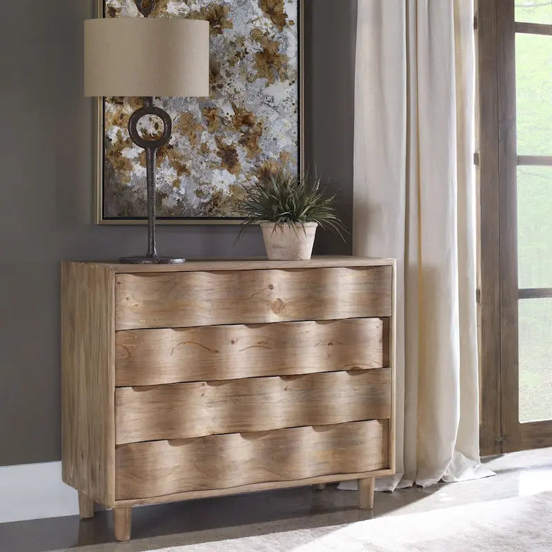 Uttermost Crawford 42 Wide Four Drawer Pine Wood Dresser - image 2