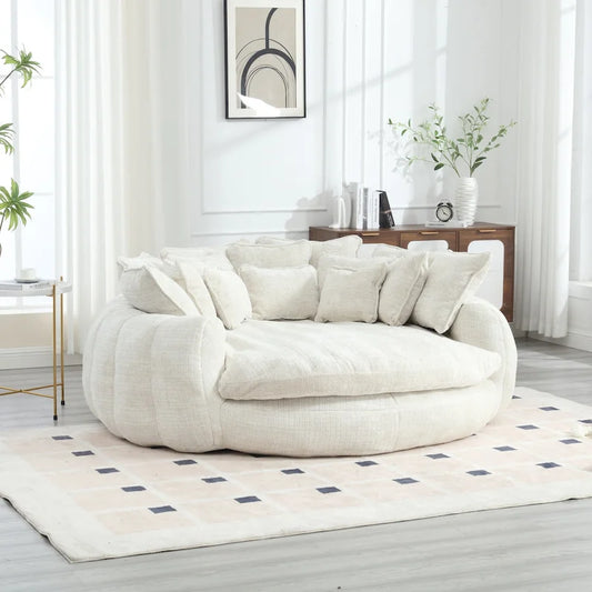 Fabric Comfortable Oversized Double Loaf High Back Round Sofa Bed with Armrests - image 1