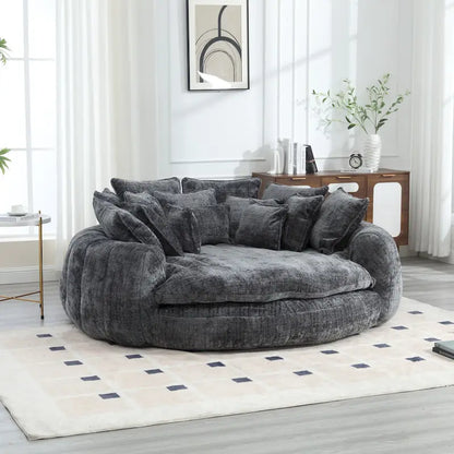 Fabric Comfortable Oversized Double Loaf High Back Round Sofa Bed with Armrests - image 2