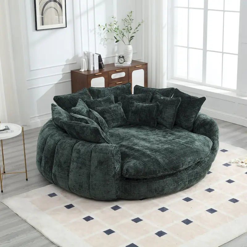 Fabric Comfortable Oversized Double Loaf High Back Round Sofa Bed with Armrests - image 4