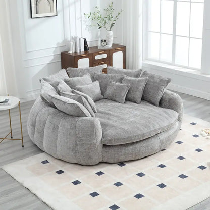 Fabric Comfortable Oversized Double Loaf High Back Round Sofa Bed with Armrests - image 5