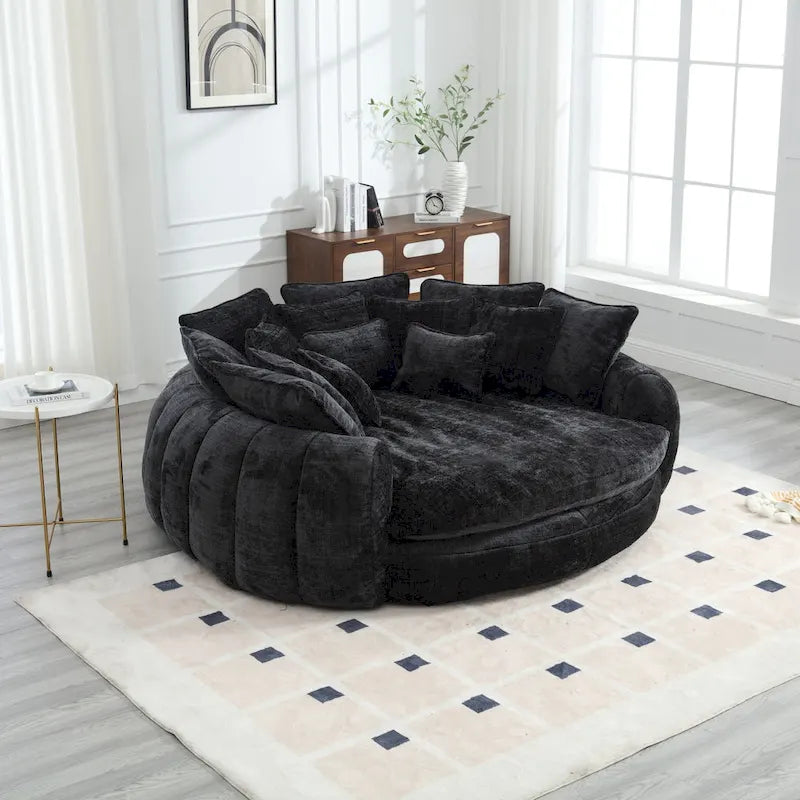 Fabric Comfortable Oversized Double Loaf High Back Round Sofa Bed with Armrests - image 6