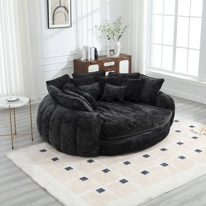 Fabric Comfortable Oversized Double Loaf High Back Round Sofa Bed with Armrests - image 6