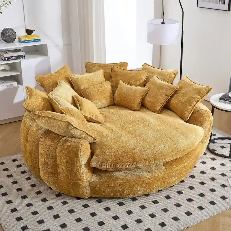 Fabric Comfortable Oversized Double Loaf High Back Round Sofa Bed with Armrests - image 7