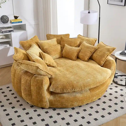 Fabric Comfortable Oversized Double Loaf High Back Round Sofa Bed with Armrests - image 7
