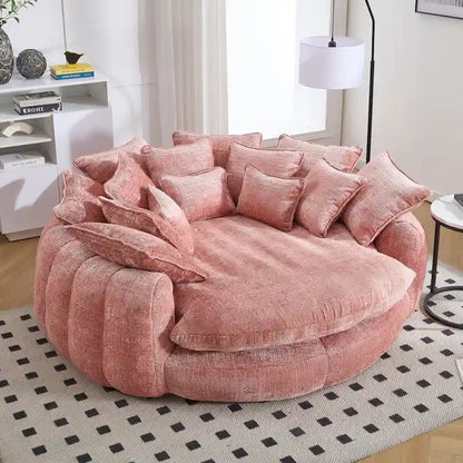 Fabric Comfortable Oversized Double Loaf High Back Round Sofa Bed with Armrests - image 8