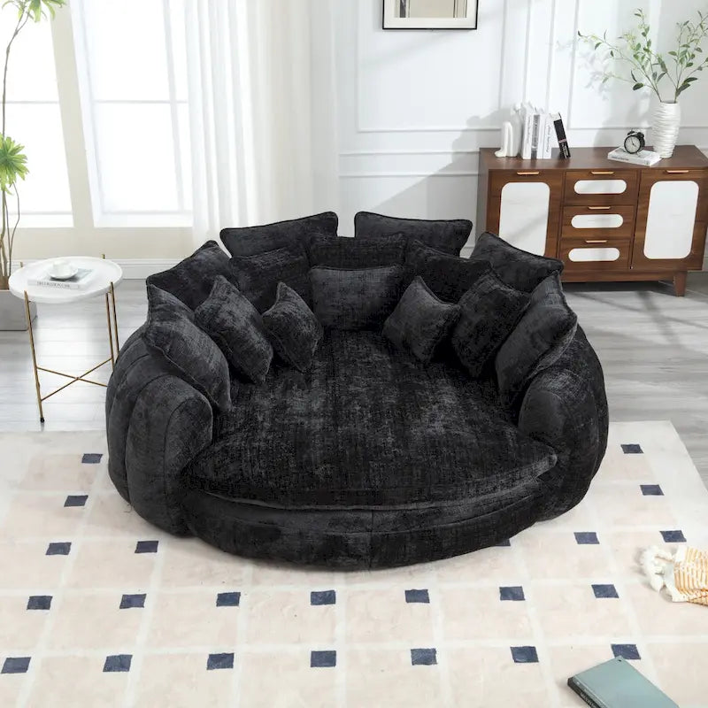 Fabric Comfortable Oversized Double Loaf High Back Round Sofa Bed with Armrests - image 9