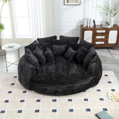 Fabric Comfortable Oversized Double Loaf High Back Round Sofa Bed with Armrests - image 9