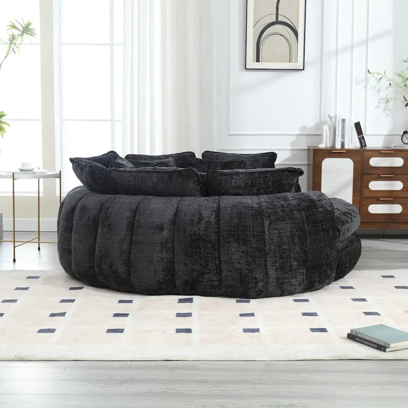 Fabric Comfortable Oversized Double Loaf High Back Round Sofa Bed with Armrests - image 10