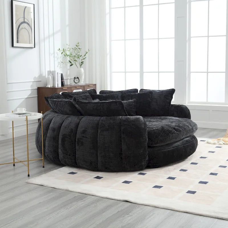 Fabric Comfortable Oversized Double Loaf High Back Round Sofa Bed with Armrests - image 11