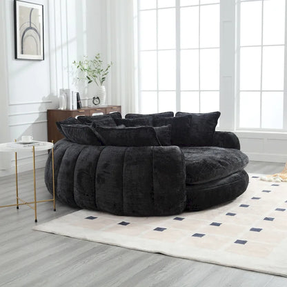 Fabric Comfortable Oversized Double Loaf High Back Round Sofa Bed with Armrests - image 11