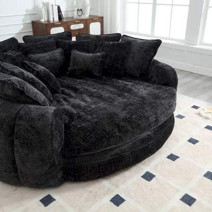 Fabric Comfortable Oversized Double Loaf High Back Round Sofa Bed with Armrests - image 12