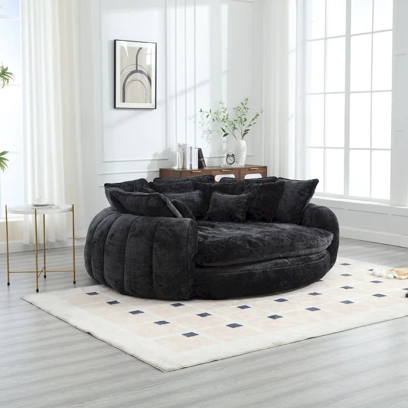 Fabric Comfortable Oversized Double Loaf High Back Round Sofa Bed with Armrests - image 13