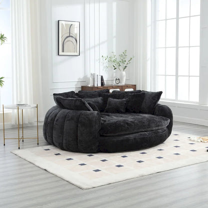Fabric Comfortable Oversized Double Loaf High Back Round Sofa Bed with Armrests - image 13