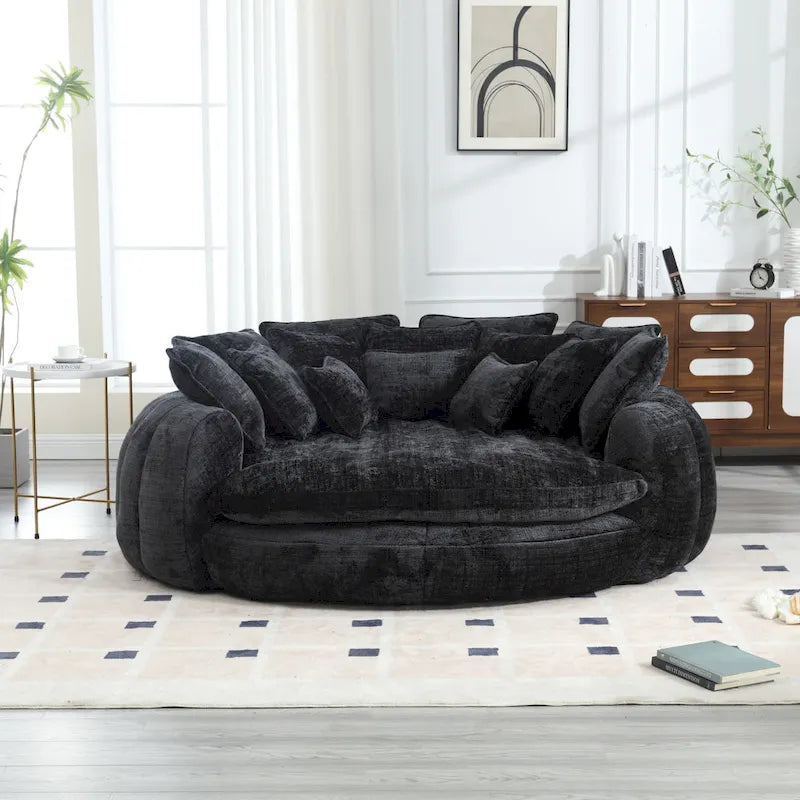Fabric Comfortable Oversized Double Loaf High Back Round Sofa Bed with Armrests - image 15