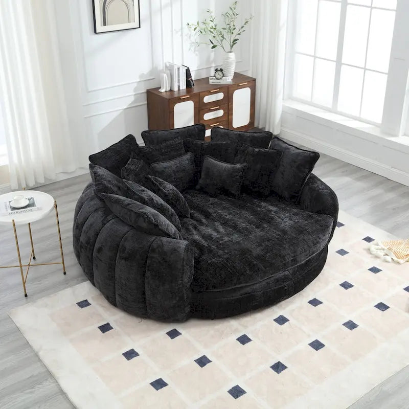 Fabric Comfortable Oversized Double Loaf High Back Round Sofa Bed with Armrests - image 16