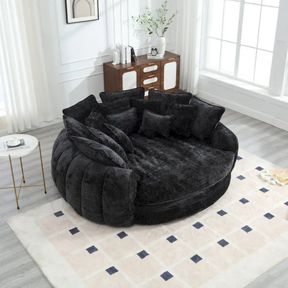 Fabric Comfortable Oversized Double Loaf High Back Round Sofa Bed with Armrests - image 16