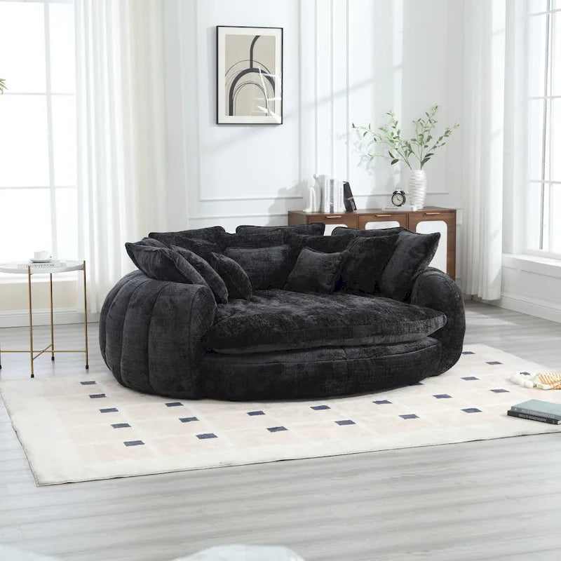 Fabric Comfortable Oversized Double Loaf High Back Round Sofa Bed with Armrests - image 18