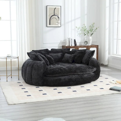 Fabric Comfortable Oversized Double Loaf High Back Round Sofa Bed with Armrests - image 18