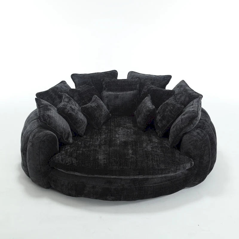 Fabric Comfortable Oversized Double Loaf High Back Round Sofa Bed with Armrests - image 19