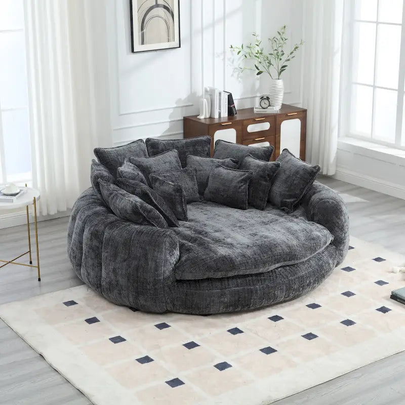 Fabric Comfortable Oversized Double Loaf High Back Round Sofa Bed with Armrests - image 23