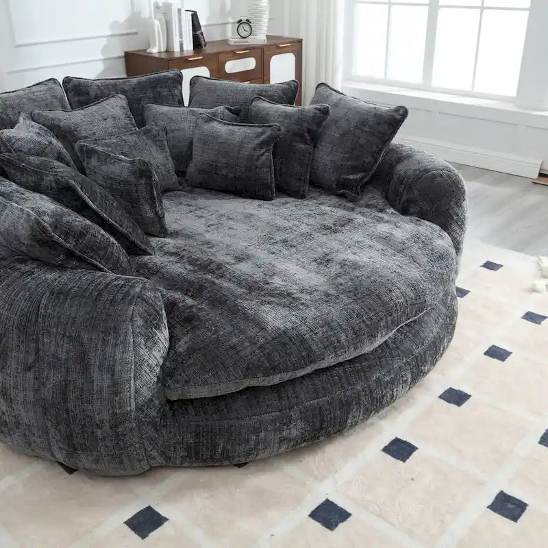 Fabric Comfortable Oversized Double Loaf High Back Round Sofa Bed with Armrests - image 24