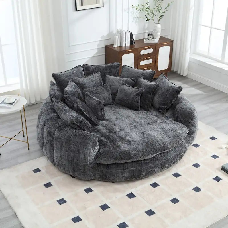 Fabric Comfortable Oversized Double Loaf High Back Round Sofa Bed with Armrests - image 25