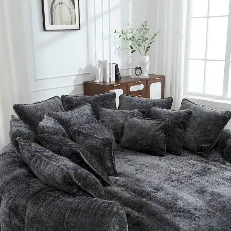 Fabric Comfortable Oversized Double Loaf High Back Round Sofa Bed with Armrests - image 26
