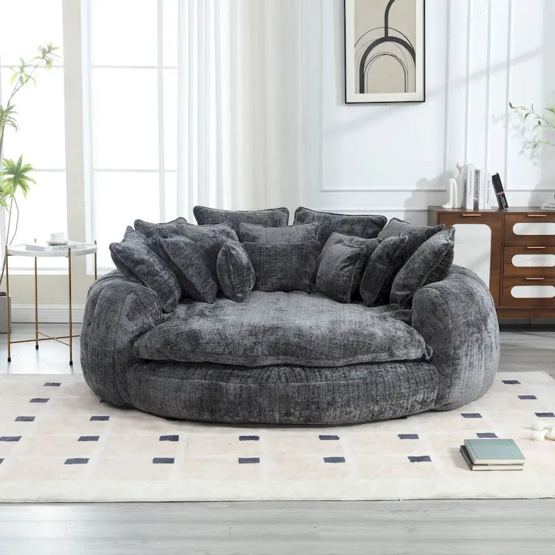 Fabric Comfortable Oversized Double Loaf High Back Round Sofa Bed with Armrests - image 27