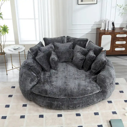 Fabric Comfortable Oversized Double Loaf High Back Round Sofa Bed with Armrests - image 29