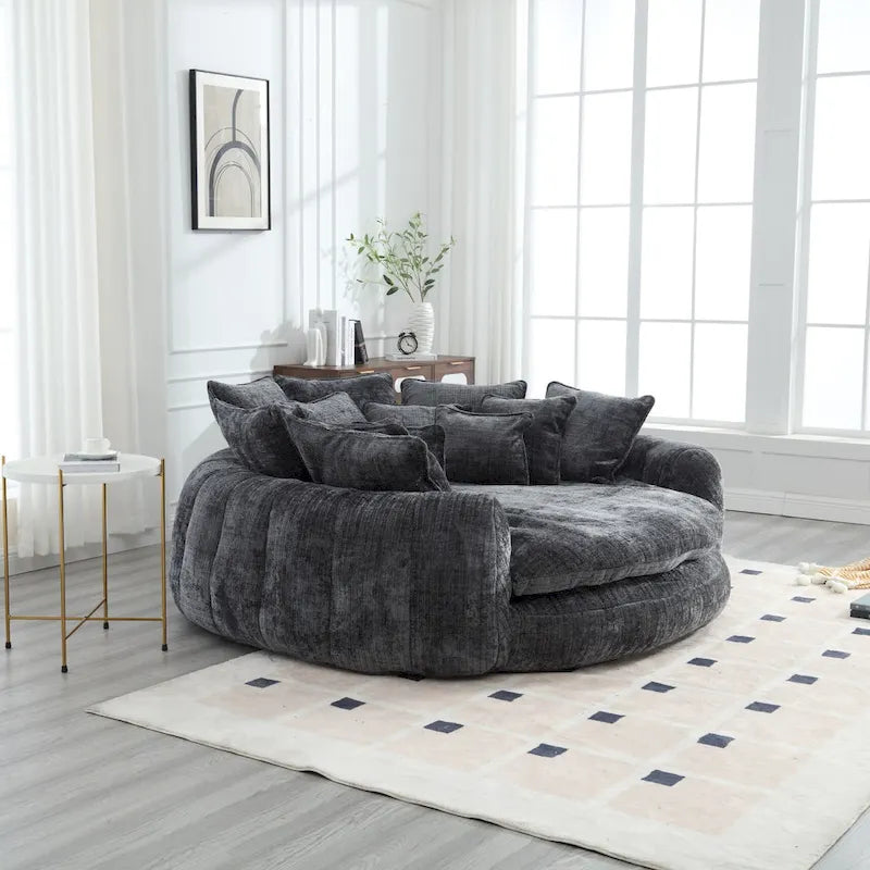 Fabric Comfortable Oversized Double Loaf High Back Round Sofa Bed with Armrests - image 30