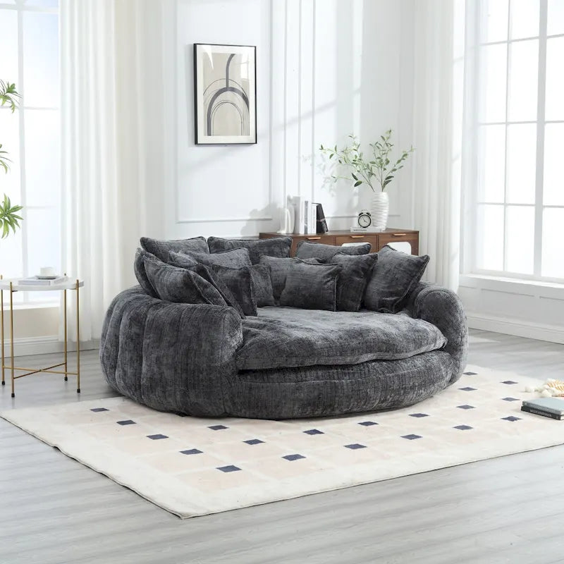 Fabric Comfortable Oversized Double Loaf High Back Round Sofa Bed with Armrests - image 32