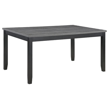 Drake 6 Piece Dining Table Set, 4 Chairs, Bench, Gray Fabric, Black Wood - image 2